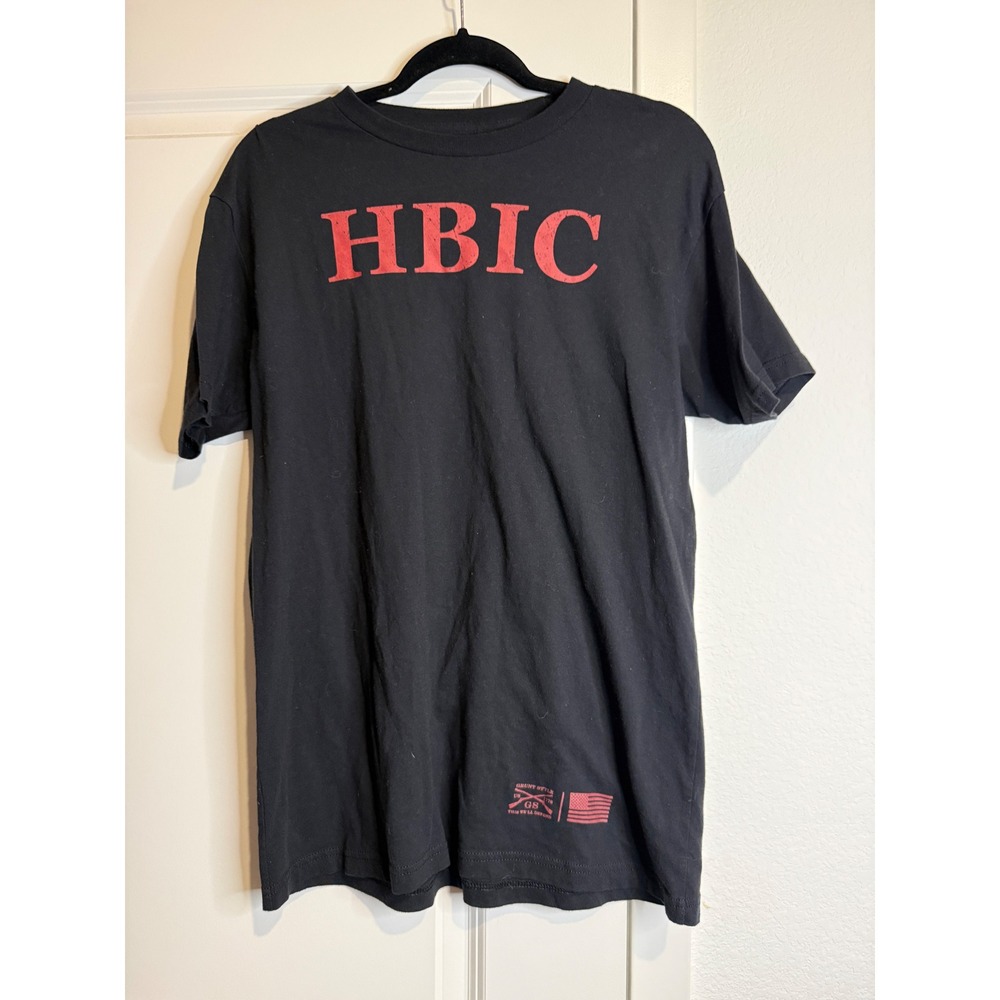 Grunt Style HBIC Graphic Tee Black Red Short Sleeve Cotton Shirt Women Large